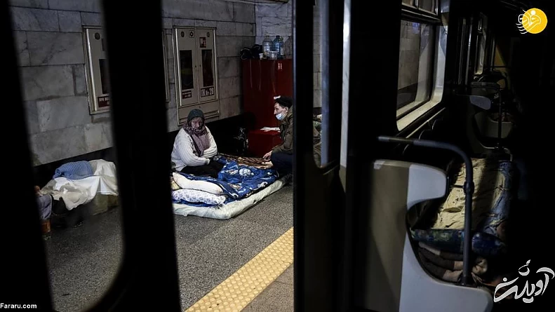 عمیق ترین ایستگاه مترو جهان میزبان پناهجویان کییف/ تصاویر